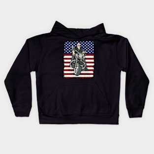 USA Biker American Flag Motorcycle Kids Hoodie